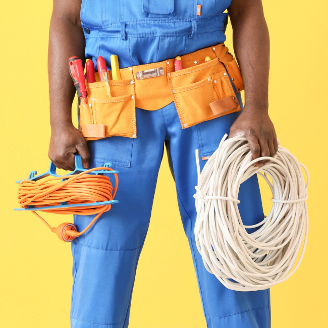 electrician holding multiple electrical wires baltimore md